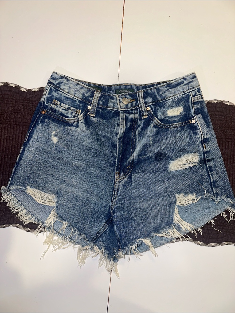 wild fable High-Waist Distressed Denim Shorts - Blue